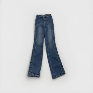 We‎ The Free People Jeans Cross My Heart Slim Straight Burnin Blue Women's 25